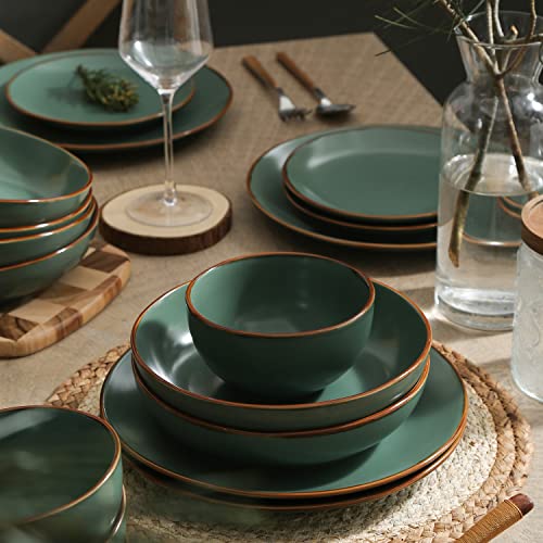 Brasa 32-Piece Modern Stoneware Dinnerware Set – Plates & Bowls for 8