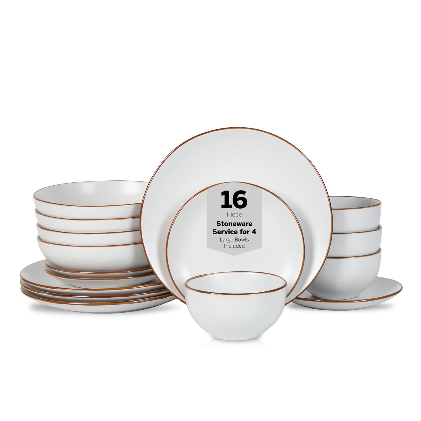 Brasa 32-Piece Modern Stoneware Dinnerware Set – Plates & Bowls for 8