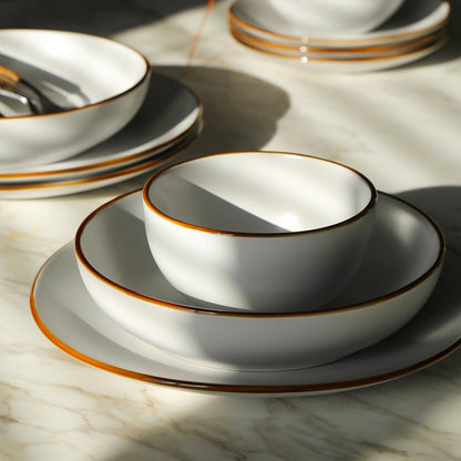 Brasa 32-Piece Modern Stoneware Dinnerware Set – Plates & Bowls for 8