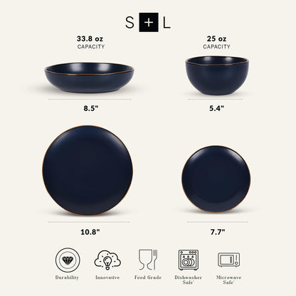 Brasa 32-Piece Modern Stoneware Dinnerware Set – Plates & Bowls for 8