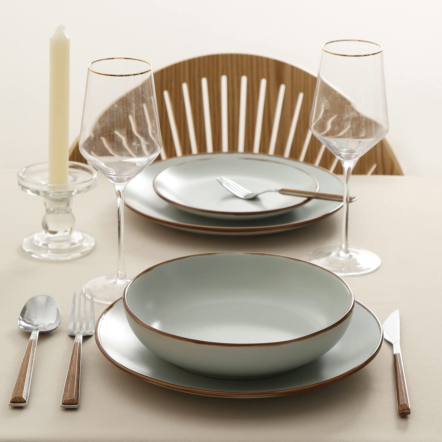 Brasa 32-Piece Modern Stoneware Dinnerware Set – Plates & Bowls for 8