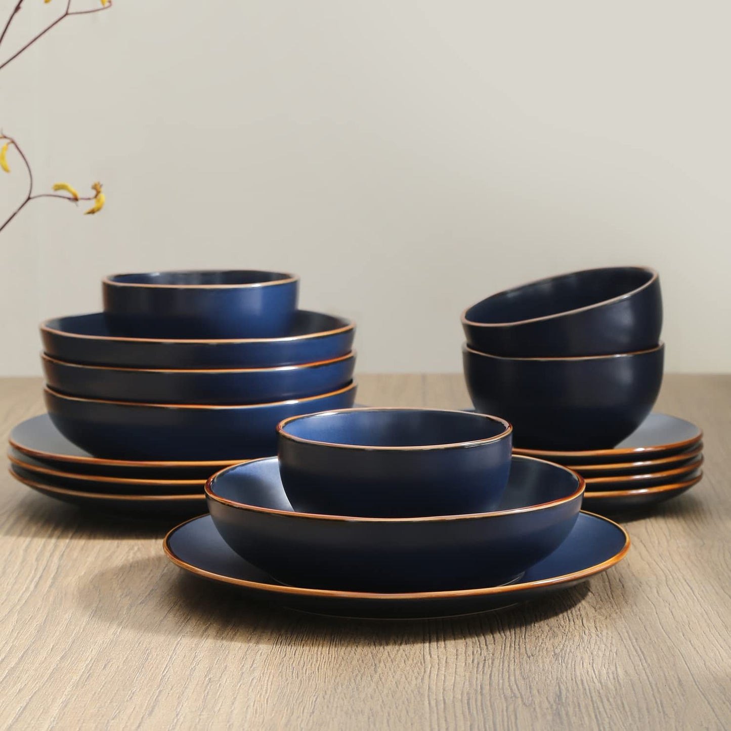 Brasa 32-Piece Modern Stoneware Dinnerware Set – Plates & Bowls for 8