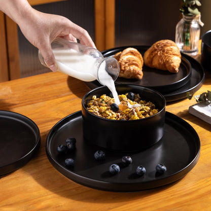 12-Piece Ceramic Dinnerware Set – Plates and Bowls for 4, Chip & Crack Resistant, Dishwasher & Microwave Safe, Matte Finish