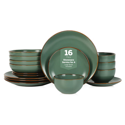 Brasa 32-Piece Modern Stoneware Dinnerware Set – Plates & Bowls for 8