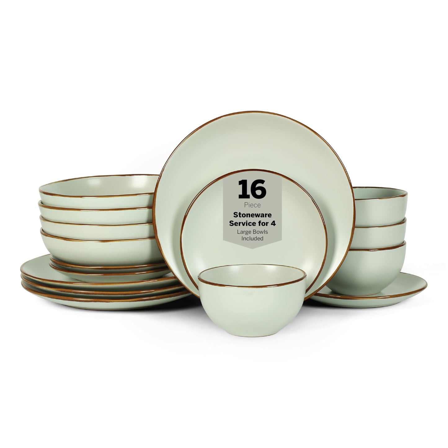 Brasa 32-Piece Modern Stoneware Dinnerware Set – Plates & Bowls for 8