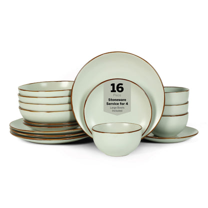 Brasa 32-Piece Modern Stoneware Dinnerware Set – Plates & Bowls for 8