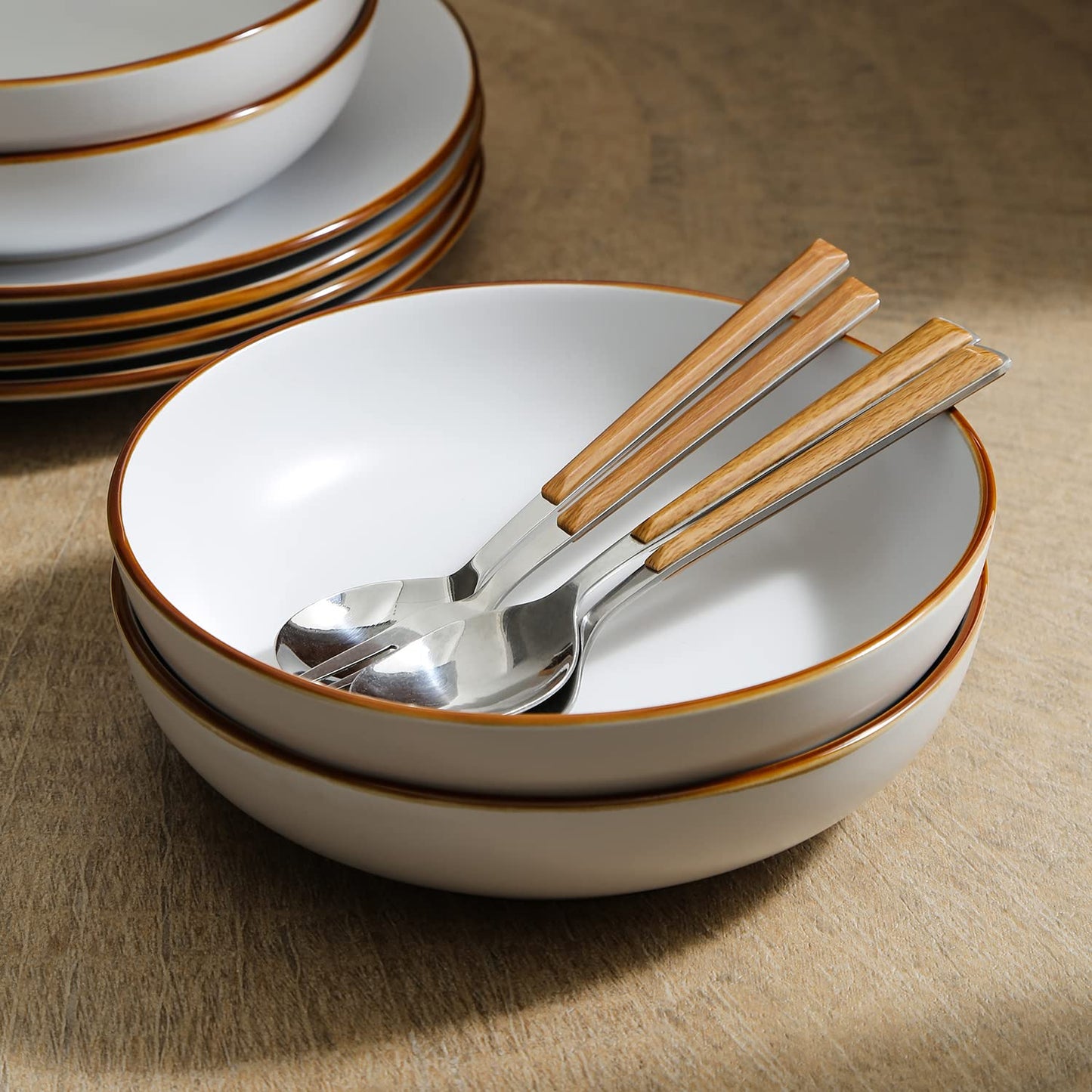 Brasa 32-Piece Modern Stoneware Dinnerware Set – Plates & Bowls for 8