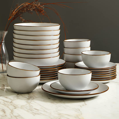 Brasa 32-Piece Modern Stoneware Dinnerware Set – Plates & Bowls for 8
