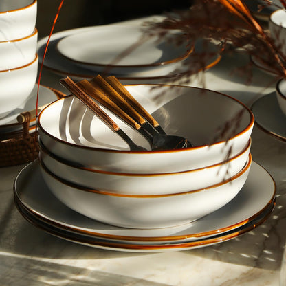 Brasa 32-Piece Modern Stoneware Dinnerware Set – Plates & Bowls for 8