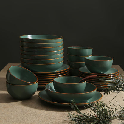 Brasa 32-Piece Modern Stoneware Dinnerware Set – Plates & Bowls for 8