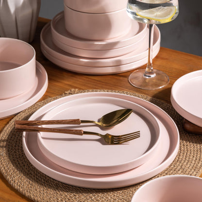 12-Piece Ceramic Dinnerware Set – Plates and Bowls for 4, Chip & Crack Resistant, Dishwasher & Microwave Safe, Matte Finish