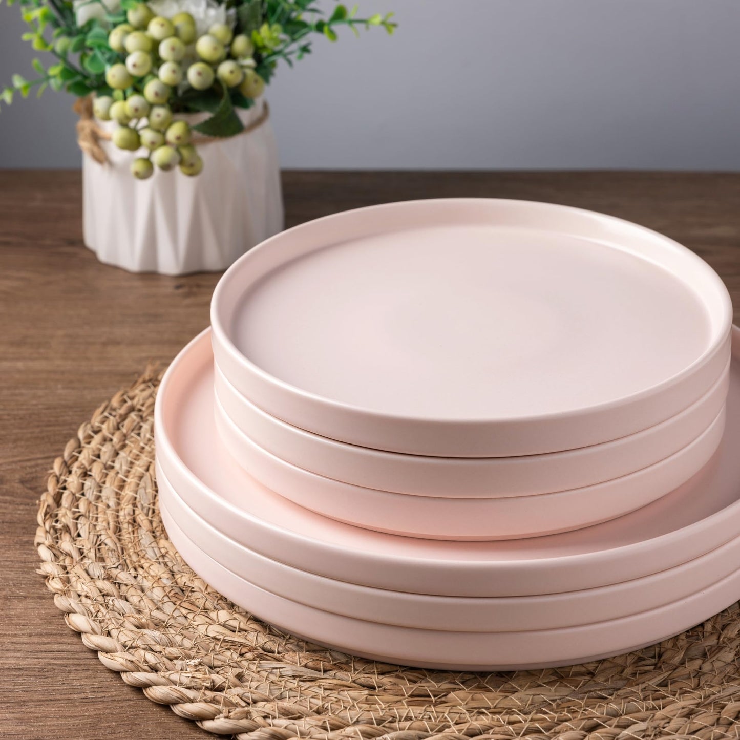 12-Piece Ceramic Dinnerware Set – Plates and Bowls for 4, Chip & Crack Resistant, Dishwasher & Microwave Safe, Matte Finish