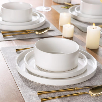 12-Piece Ceramic Dinnerware Set – Plates and Bowls for 4, Chip & Crack Resistant, Dishwasher & Microwave Safe, Matte Finish