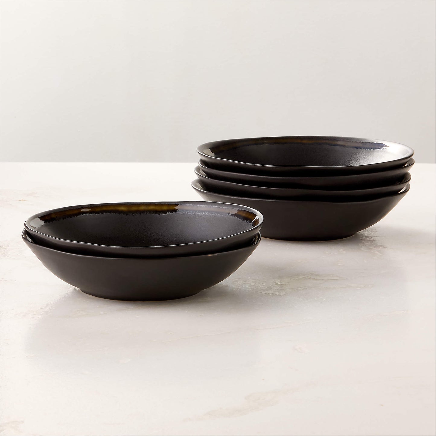 Hyacinth Black Pasta Bowls  Set Of 6