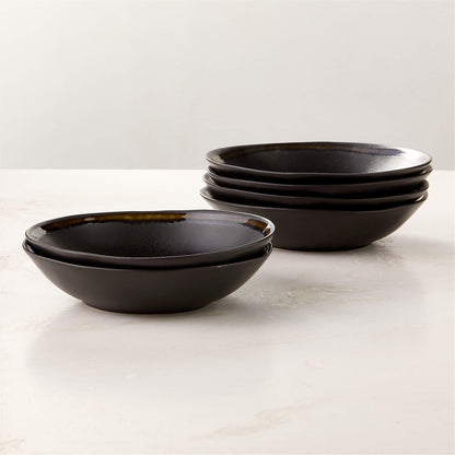 Hyacinth Black Pasta Bowls  Set Of 6