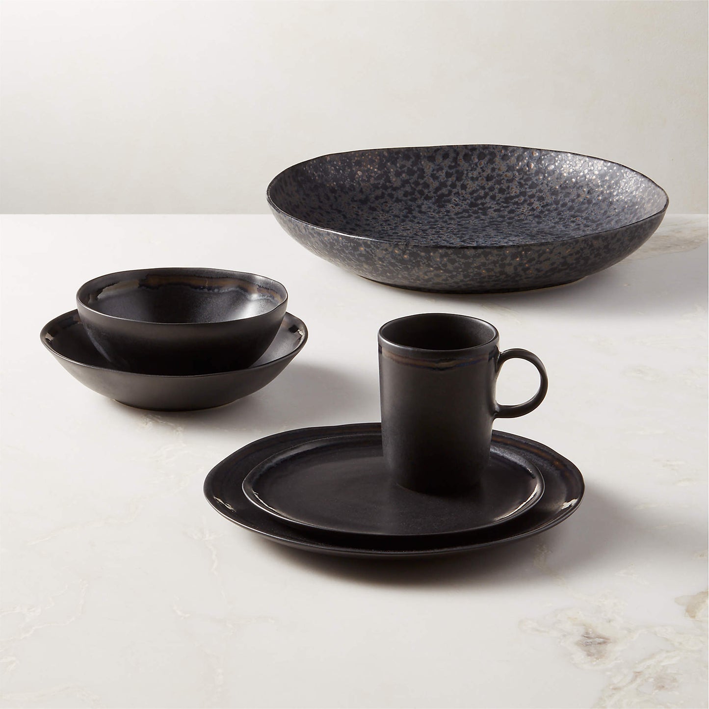 Hyacinth Black Pasta Bowls  Set Of 6