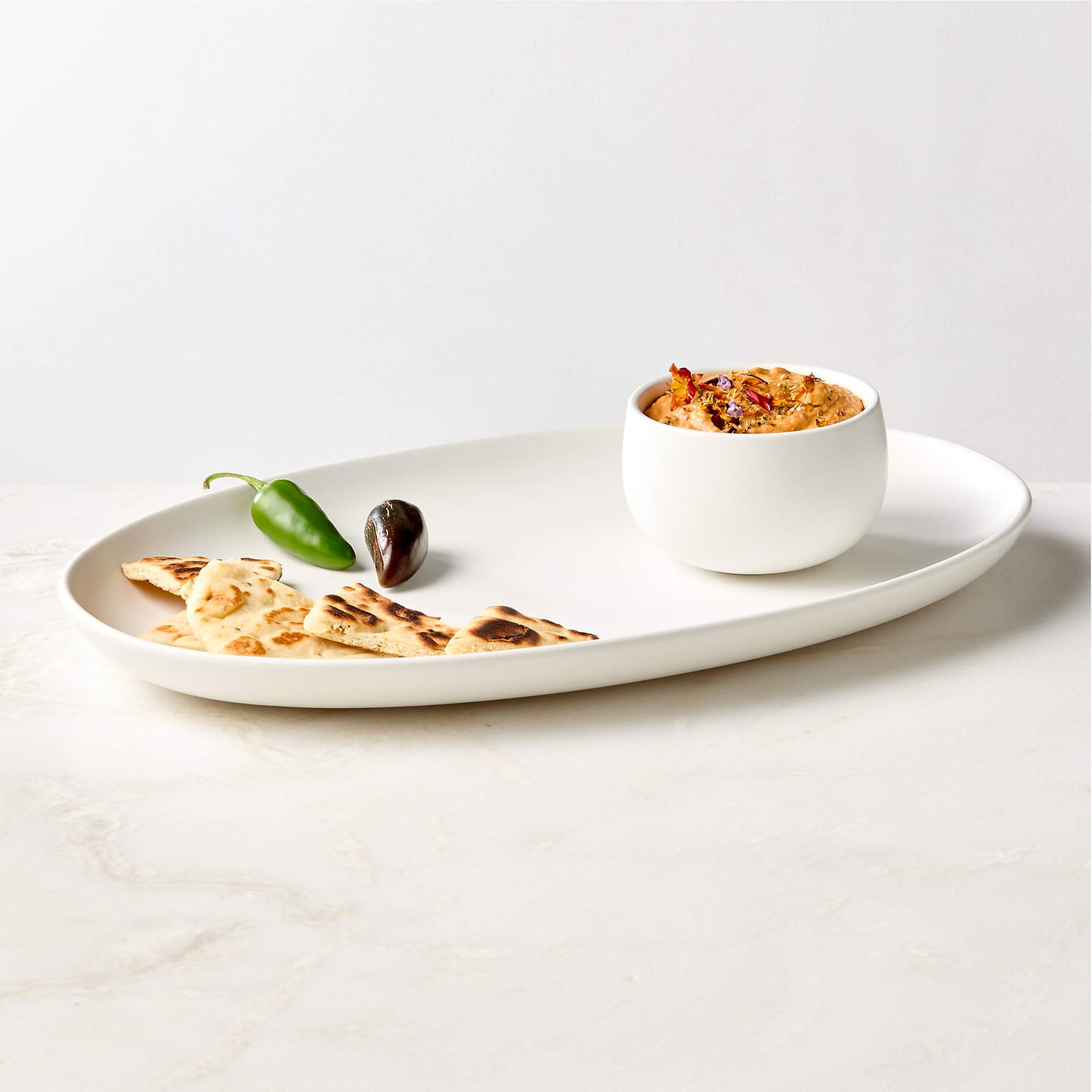 Mori Matte White Chip And Dip Set Of 2