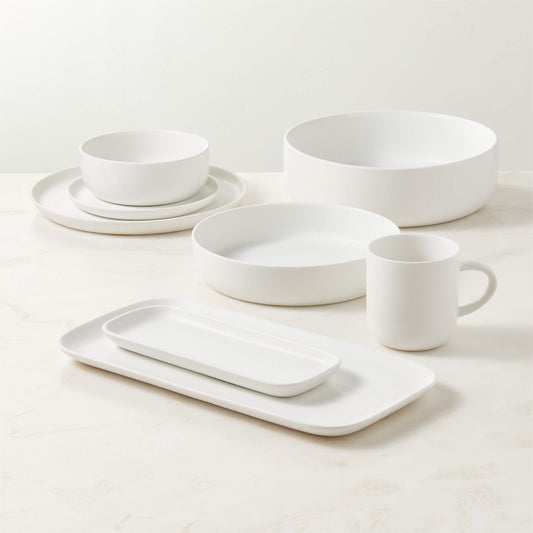 Mori Matte White Pasta Bowls Set Of 8