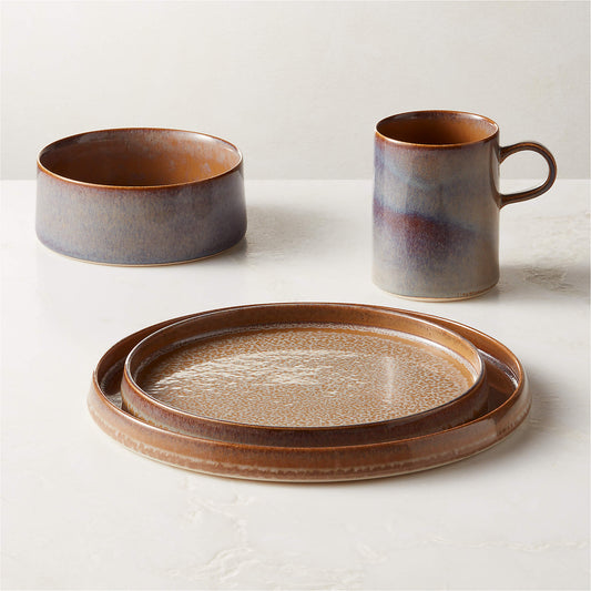 Prado 4-Piece Multicolor Dinnerware Set With Soup Bowl With Reactive Glaze